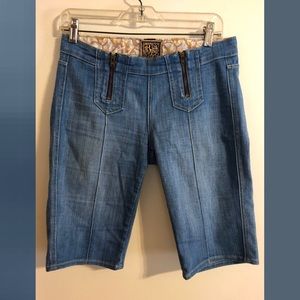Dual Zipper Jean Shorts